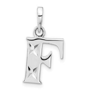 Sterling Silver, Sabrina Collection, D/C Block Initial  F Pendant